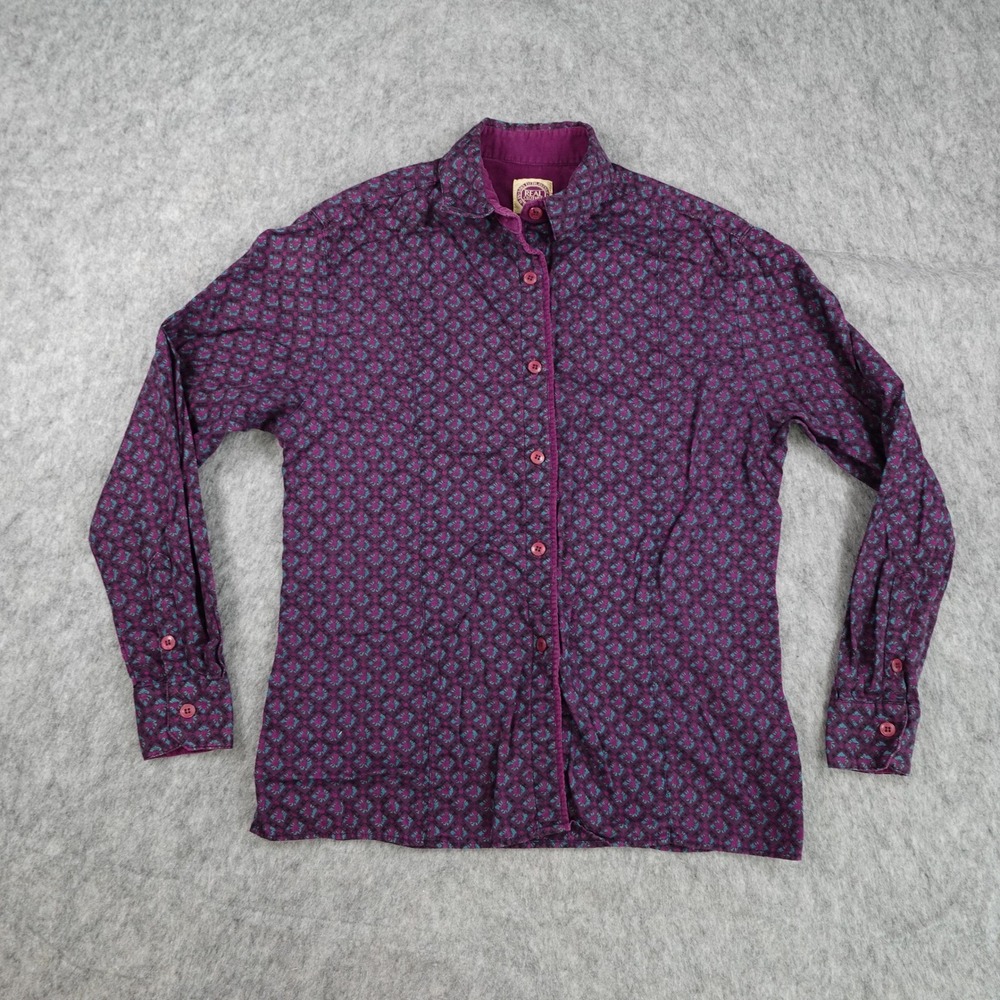 Vintage Saks Fifth Avenue Real Clothes Top Women 6 Purple Corduroy Floral Button